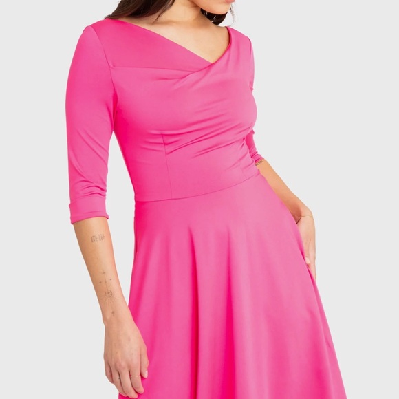 NWT Black Halo Retro Jackie O Swing Dress Fuchsia Pop 10 - Picture 7 of 11